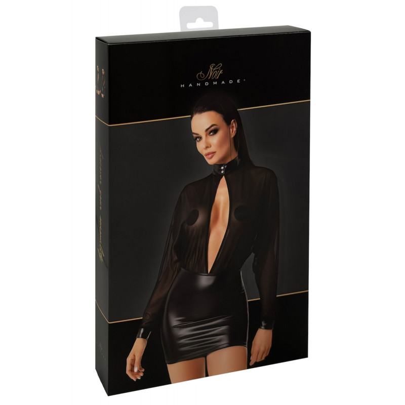 Сукня Noir Handmade F348 Powerwetlook & Tulle 4XL - демонстрація розтяжності