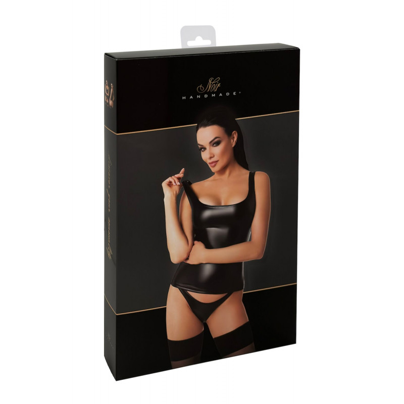 Задня частина топу Noir Handmade F346 Powerwetlook XXL, чорний, з акцентом на деталях