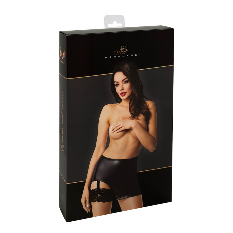 Вид сзади на юбку Noir Handmade F345 Powerwetlook с подвязками, XL