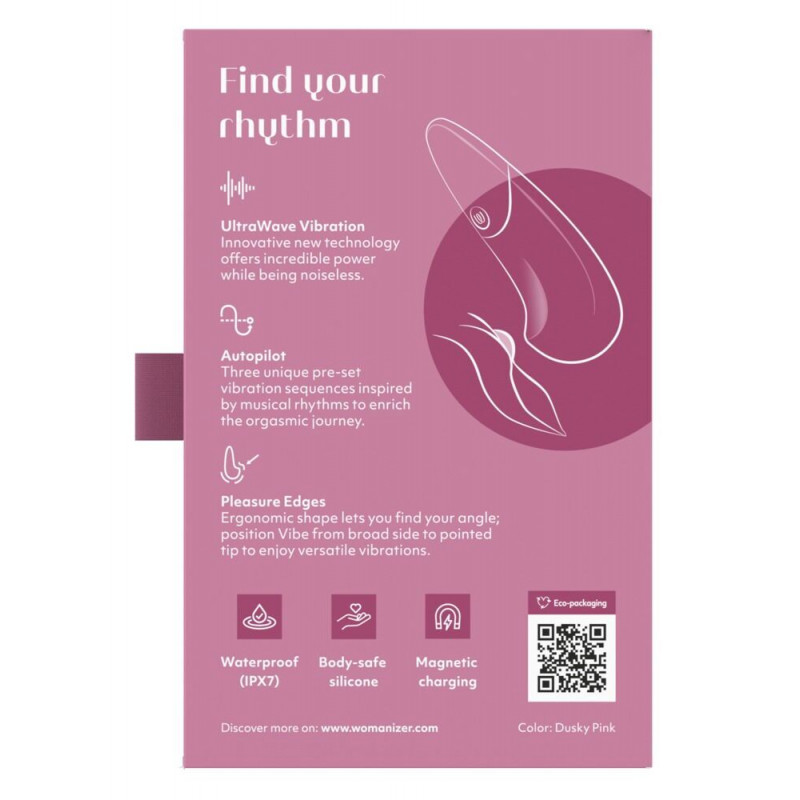 Мінівібратор Womanizer Vibe Dusky Pink у ніжному рожевому кольорі, що додає вишуканості