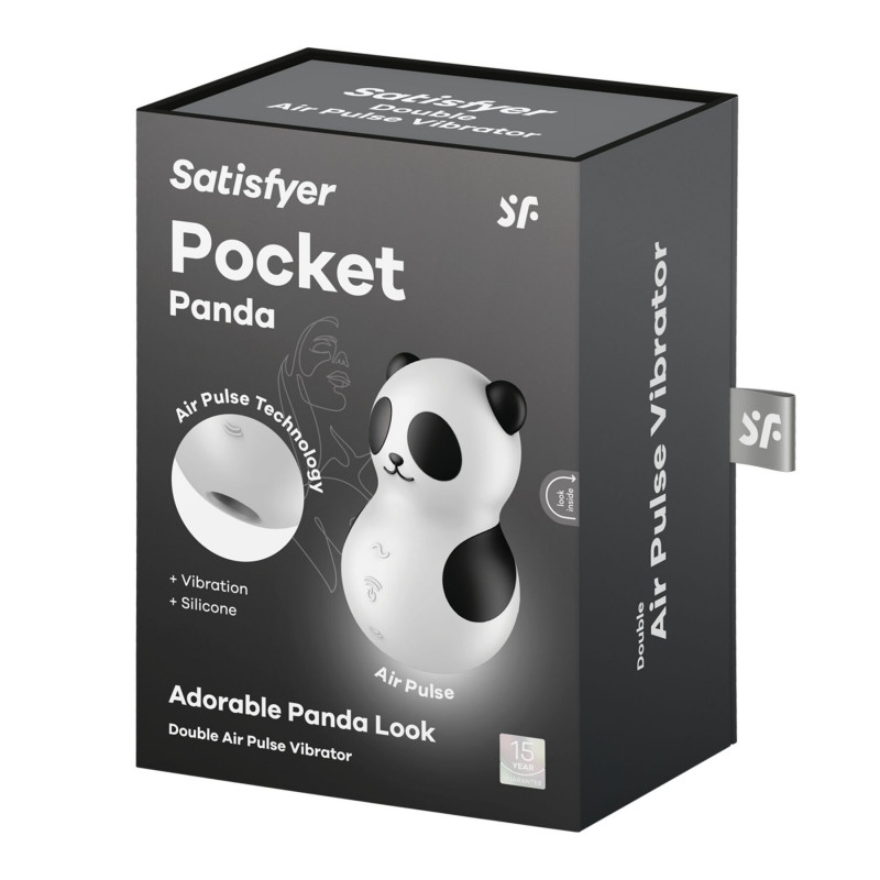 Близький план деталей дизайну Satisfyer Pocket Panda, що нагадують панду