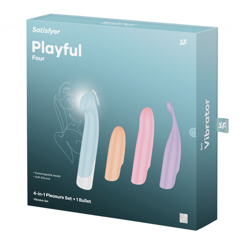 Загальний вигляд набору Satisfyer Playful Four 4-в-1 з усіма елементами