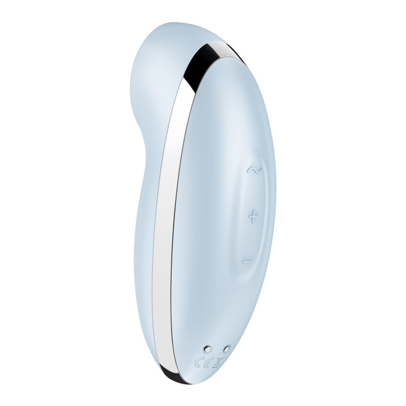 Вібростимулятор Satisfyer Tap & Climax 2 Blue в роботі, демонструючи режим постукування