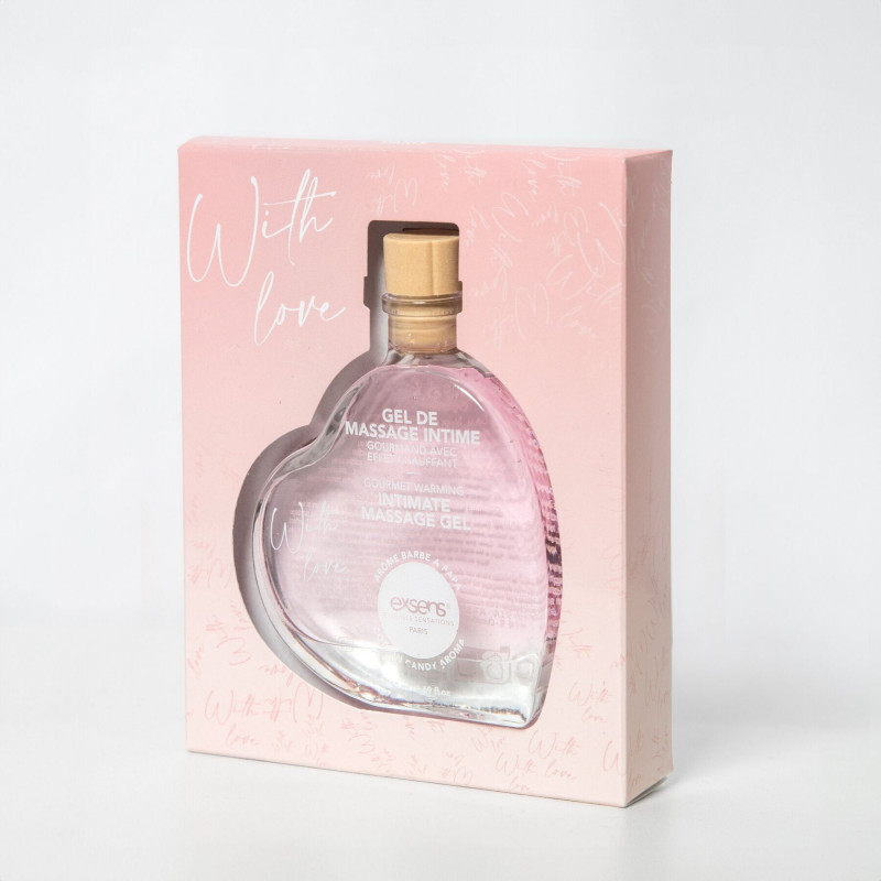 Упаковка масажного гелю Exsens With Love Cotton Candy 50 мл, рожева, з принтом