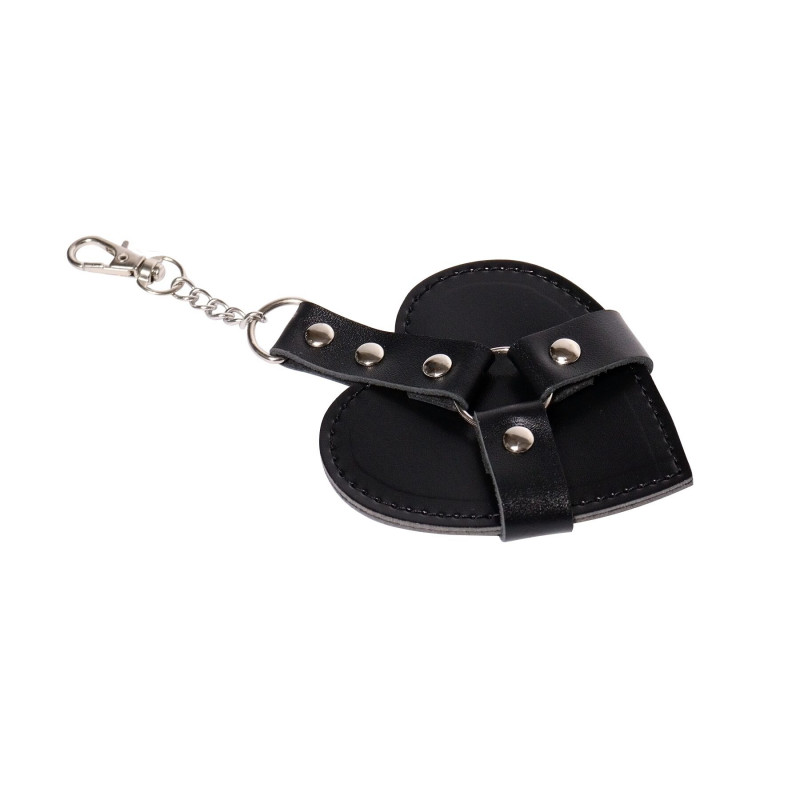 Брелок Art of Sex Chained Heart, чорний, вигляд збоку, демонстрація карабіна