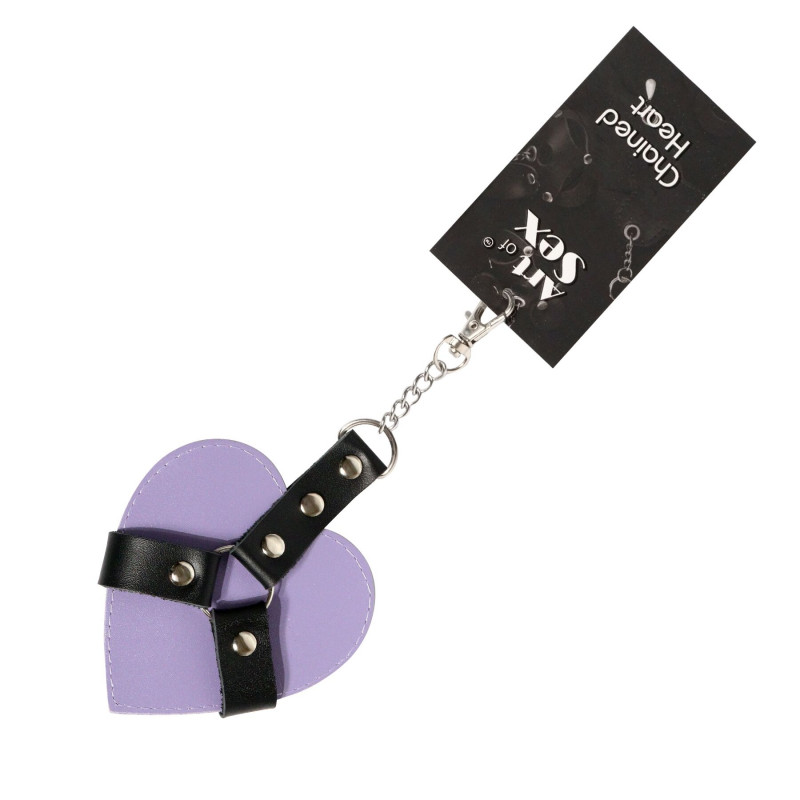Брелок Art of Sex Chained Heart Лаванда, вид збоку, карабін, фурнітура, упаковка