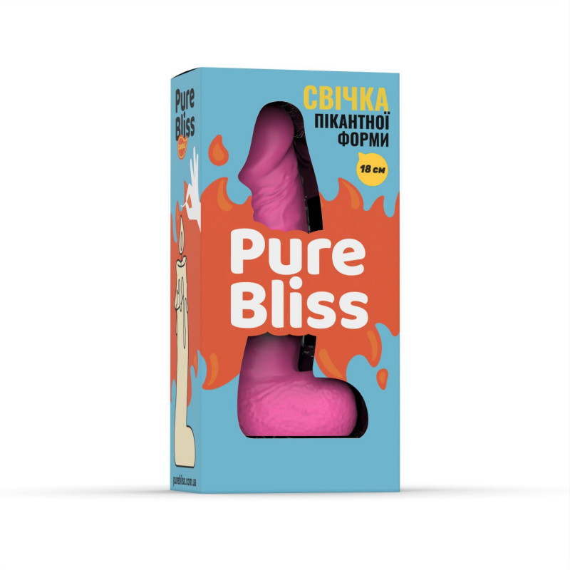 Запалена свічка-фаллос Pure Bliss BIG Pink 18 см - створює атмосферу затишку та романтики