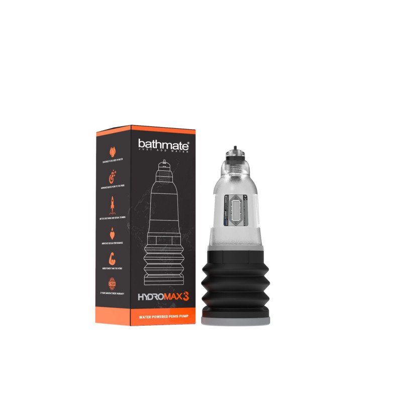 Гідропомпа Bathmate Hydromax 3 Clear: вид збоку, демонстрація розміру та форми, прозора текстура