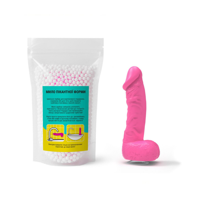 Мило-член Чистий Кайф MEDIUM Pink з присоскою, натуральне, текстура