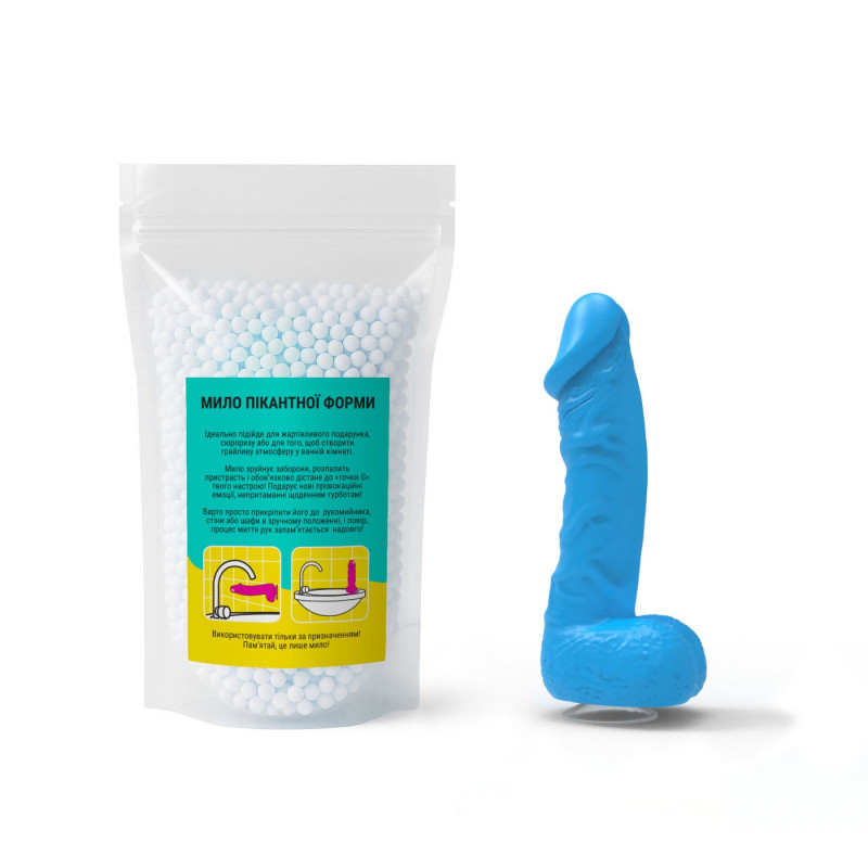 Текстура крафтового мила-член Чистий Кайф MEDIUM Blue, крупний план, натуральні інгредієнти, блакитний колір