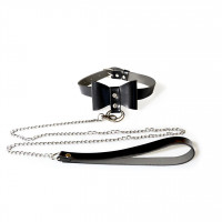 Чокер з повідцем Art of Sex Butterfly чорний екошкіра