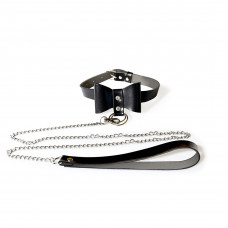 Чокер з повідцем Art of Sex Butterfly чорний екошкіра — Keks-Hub