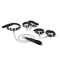 Бондажний набір Art of Sex Cassandra: нашийник, повідець, наручники, поножі, чорний