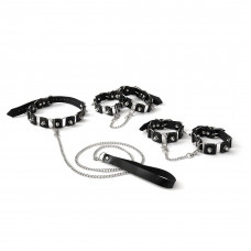 Бондажний набір Art of Sex Cassandra: нашийник, повідець, наручники, поножі, чорний — Keks-Hub