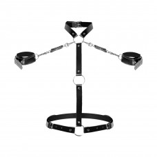 Жіноча портупея з наручниками Art of Sex Ursula чорна XS-2XL, екошкіра — Keks-Hub