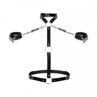 Шкіряна жіноча портупея з наручниками Art of Sex - Ursula чорна XS-2XL