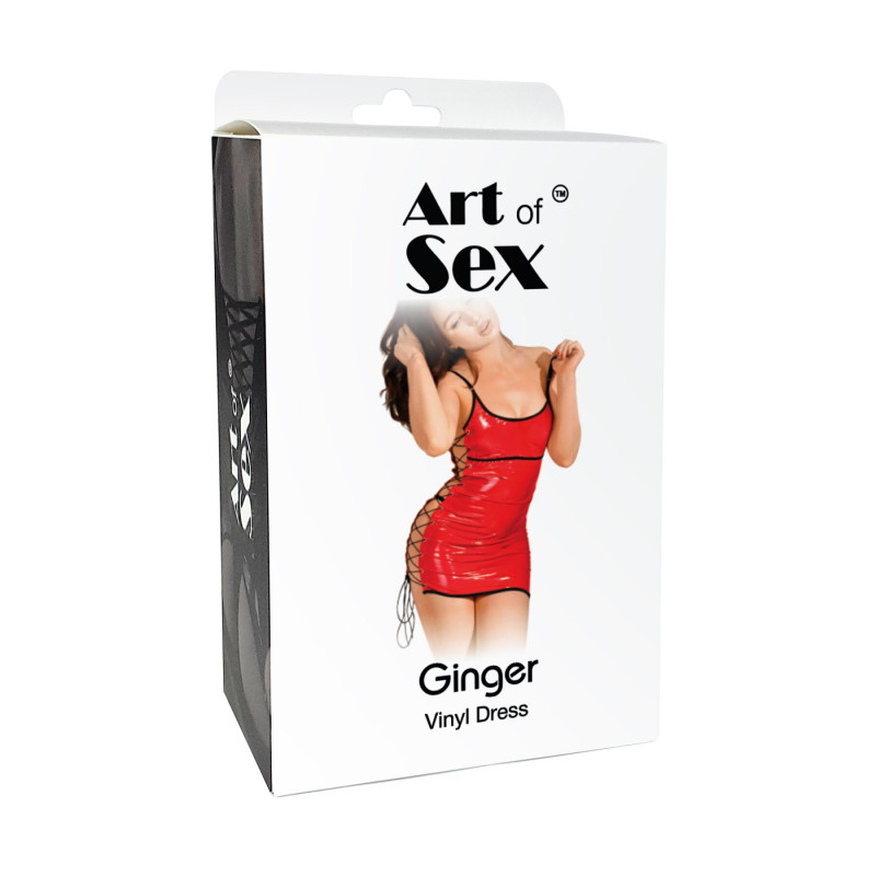 Текстура лакованої тканини та блискуча поверхня чорної сукні Art of Sex Ginger