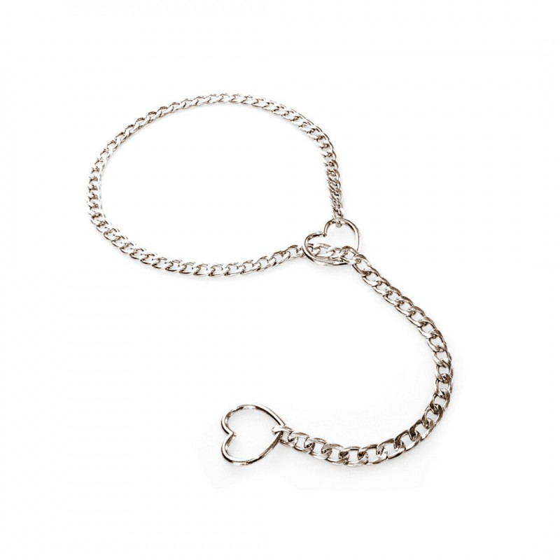 Прикраса на шию Art of Sex Two Hearts Short, вид збоку, демонструє вишукану текстуру металу