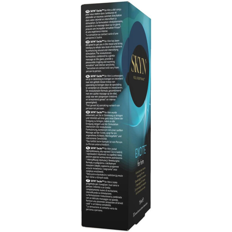 Упаковка стимулювального гелю SKYN Excite for him 15 мл, вид збоку