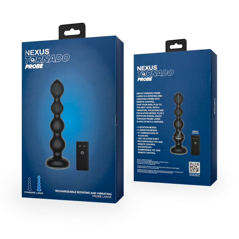 Розмір анального віброротатора Nexus Tornado Probe Edition Large – діаметр 4,5 см, наочна демонстрація