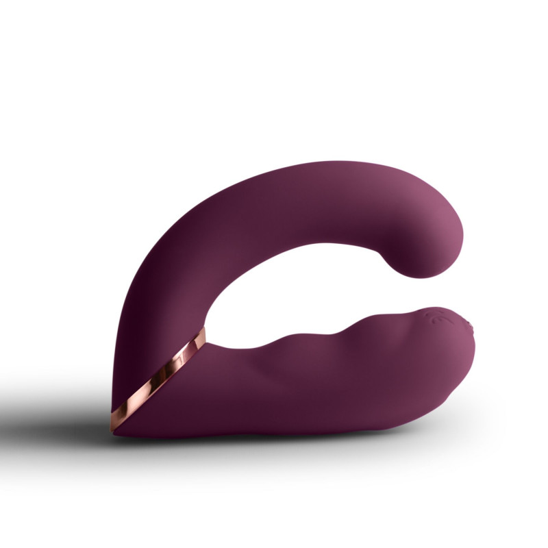 Подвійний вібратор Rocks Off Gemini Burgundy - вид збоку, демонстрація вигинів