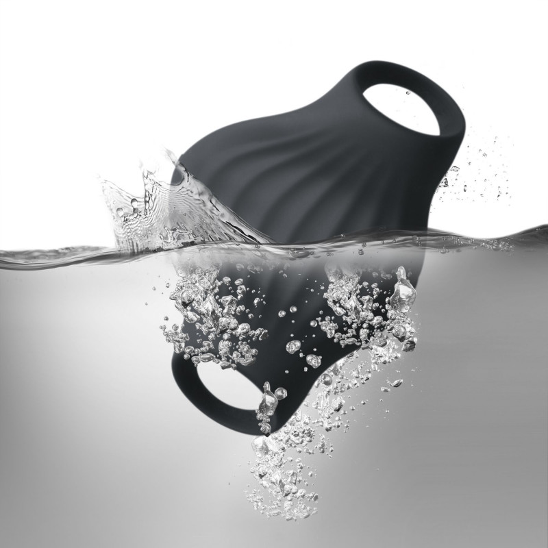 Мастурбатор Rocks Off Palm Black, вид збоку, демонстрація петель для пальців