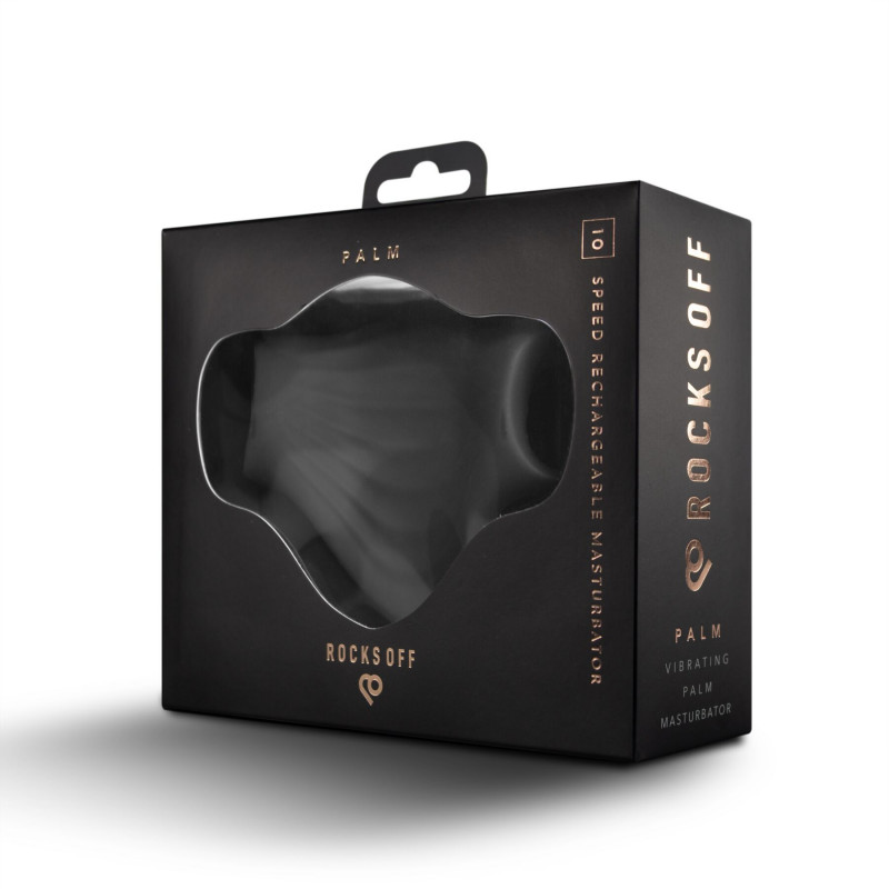 Мастурбатор Rocks Off Palm Black, вигляд зверху, петлі для пальців
