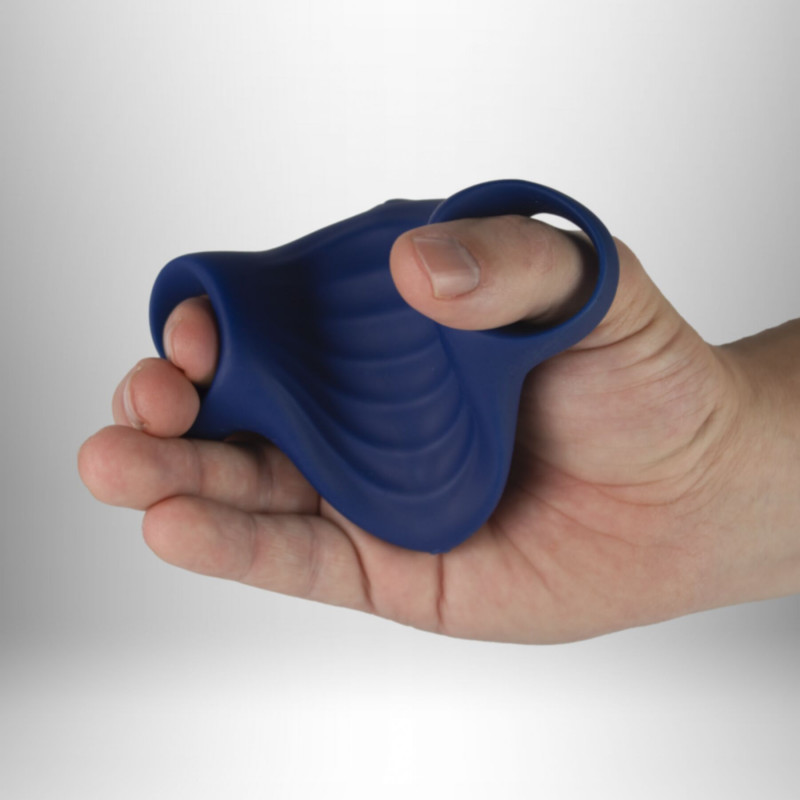 Мастурбатор Rocks Off Palm Blue з петлями для пальців – крупний план петель для пальців