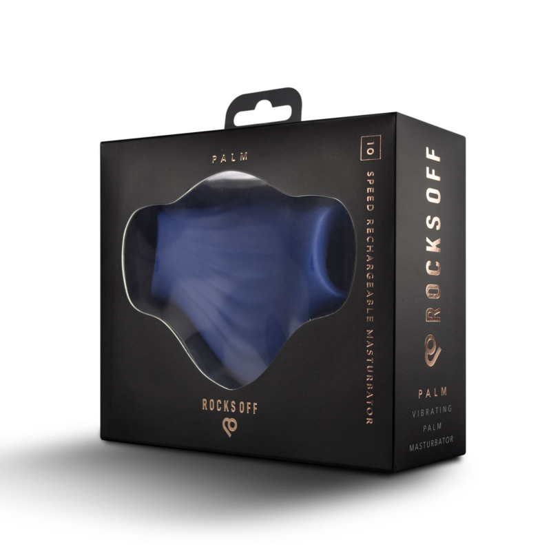 Мастурбатор Rocks Off Palm Blue з петлями для пальців – загальний вигляд, комплект
