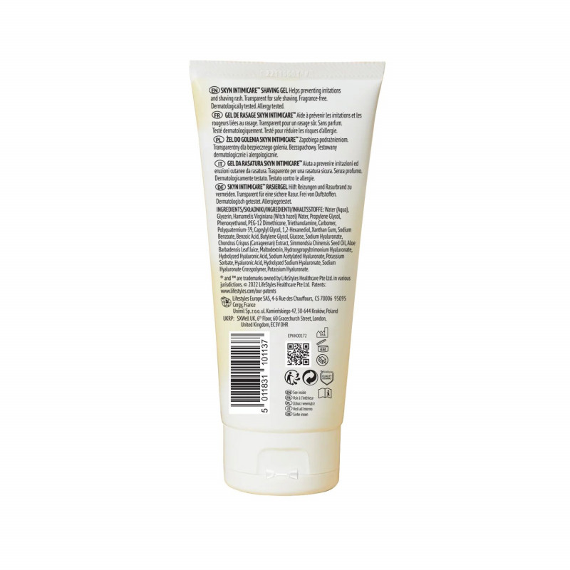 Гель для гоління SKYN Intimicare 150 мл - вид збоку, показує текстуру продукту