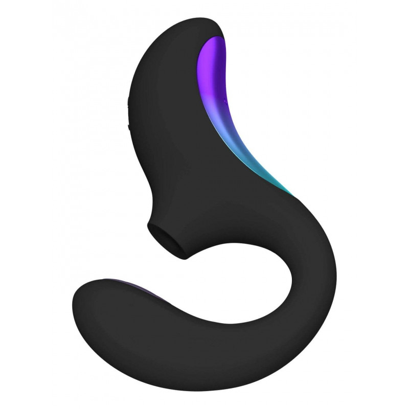 Кліторально-вагінальний звуковий стимулятор LELO Enigma Double Sonic чорний, вигляд збоку