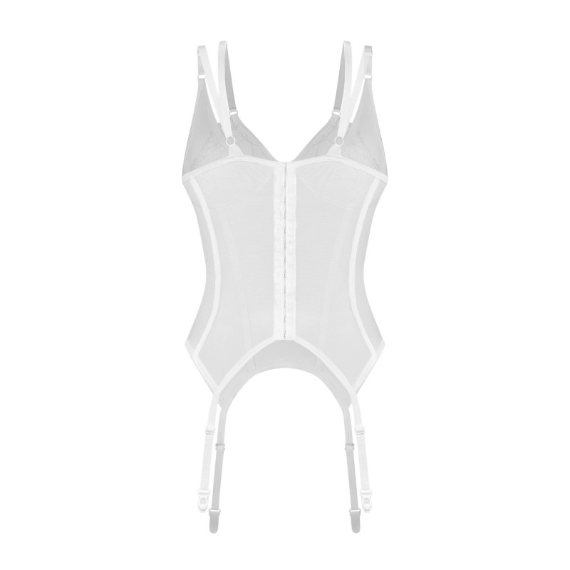 Корсет Obsessive Arrowel White L/XL: витончена текстура матеріалу та мереживні вставки