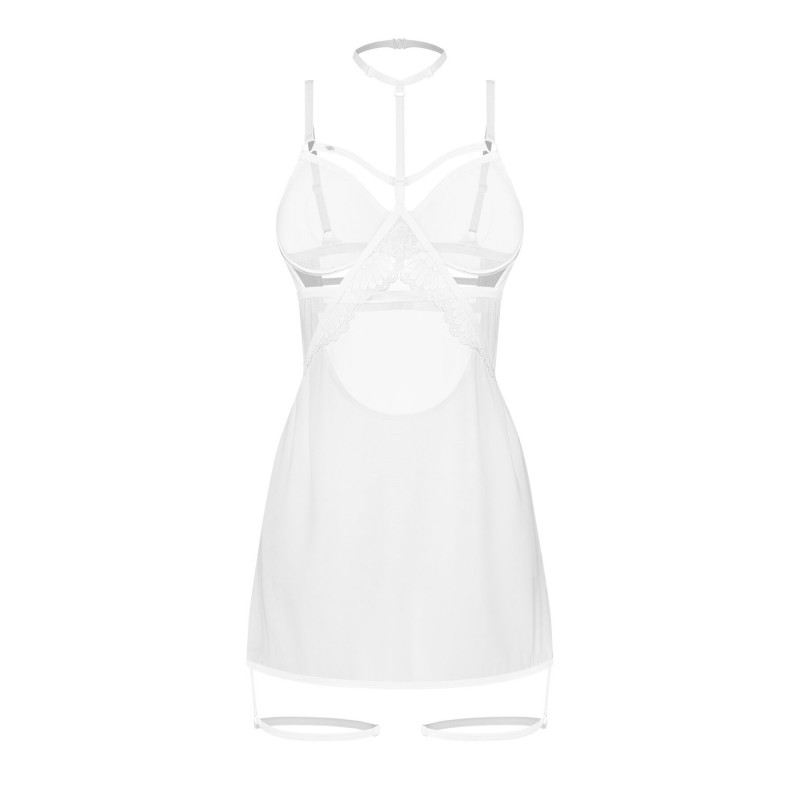 Нічна сорочка Obsessive Arrowel White chemise 2XL/3XL - вид збоку, підкреслення фігури