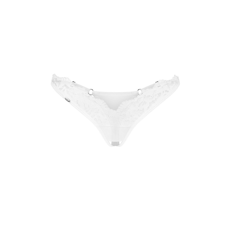 Детальний вигляд мереживної текстури трусиків-стрінг Obsessive Arrowel White crotchless S/M