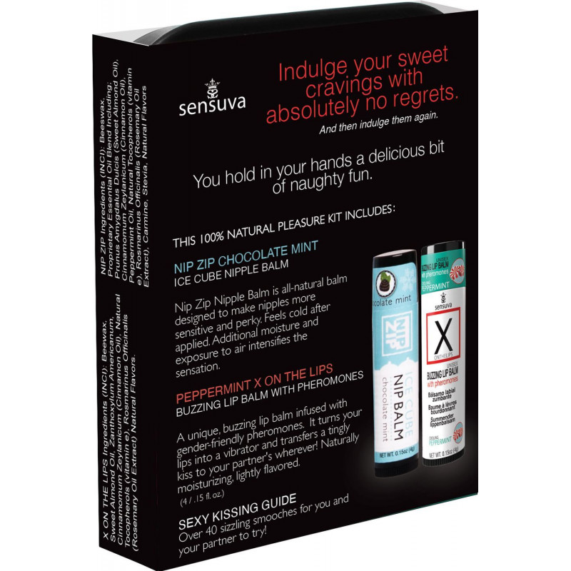 Подарунковий набір Sensuva Lips & Nips Pleasure Kit Шоколад Мята - упаковка з двома тюбиками, вид зверху.