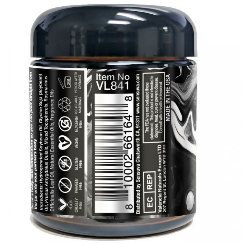 Упаковка масажної свічки Sensuva [HE]RO Dark Temptation Massage Oil Candle 113г