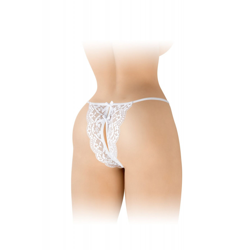 Вигляд збоку білих жіночих трусиків Fashion Secret Cindy, демонстрація посадки, розмір S