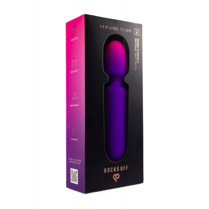 Вібромасажер Rocks Off Glo Girl Wand, вигляд збоку, що демонструє ергономічну форму