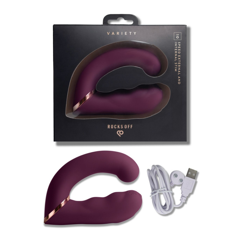 Вібратор Rocks Off Variety Burgundy - демонстрація вигину та гнучкості