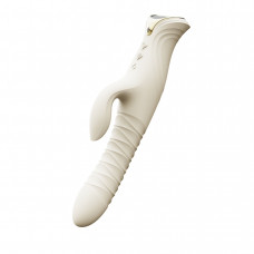 Смарт Пульсатор-Кролик Zalo Mose 2 Ivory White, підігрів до 42°C, кристал Swarovski