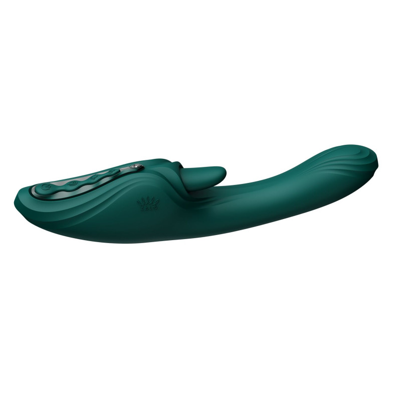 Смарт-вібратор Zalo Ares Turquoise Green - у дії, демонстрація розміщення для стимуляції клітора