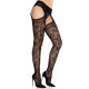 Упаковка колготок Leg Avenue Cross Hatch Floral Lace Suspender Hose, елегантний дизайн