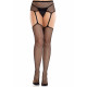 Детальний вигляд чорних колготок-панчіх Leg Avenue Backseam Net Stockings з поясом