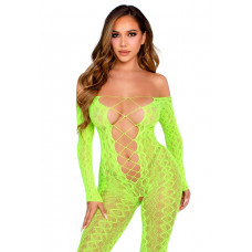 Бодістокінг Leg Avenue Crotchless Footless One Size Neon Green