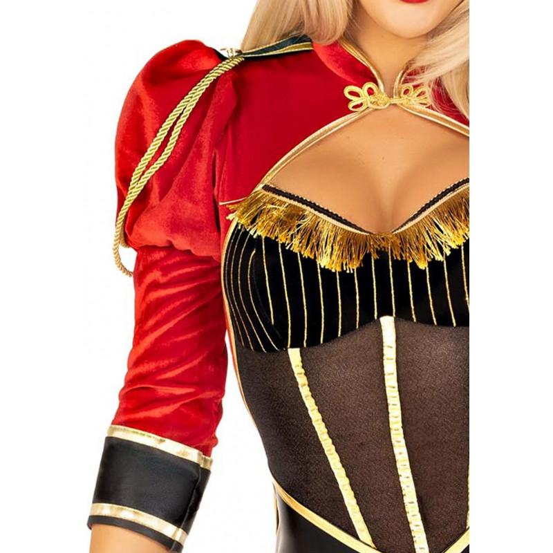 Костюм циркачки Leg Avenue Circus Ringmaster Diva Catsuit M - спинка моделі, деталі застібки та дизайну