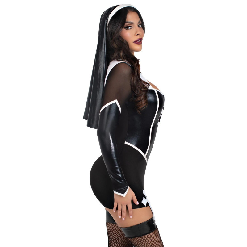 Текстура тканини костюма черниці Leg Avenue Holy Hottie Dress S - м'яка та приємна на дотик