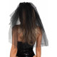 Детальний вигляд чорної багатоярусної фати нареченої Leg Avenue Tiered bridal veil O/S Black - акцент на текстуру та оздоблення.