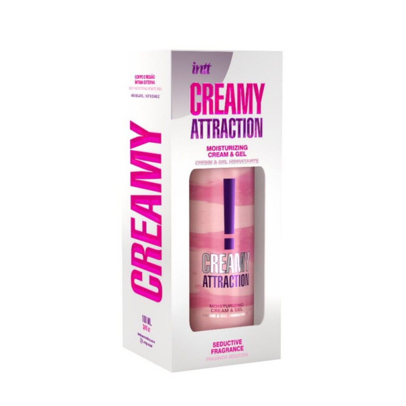 Упаковка зволожувального крем-гелю Intt Creamy Attraction Seduction 2в1 100мл - коробка та флакон.
