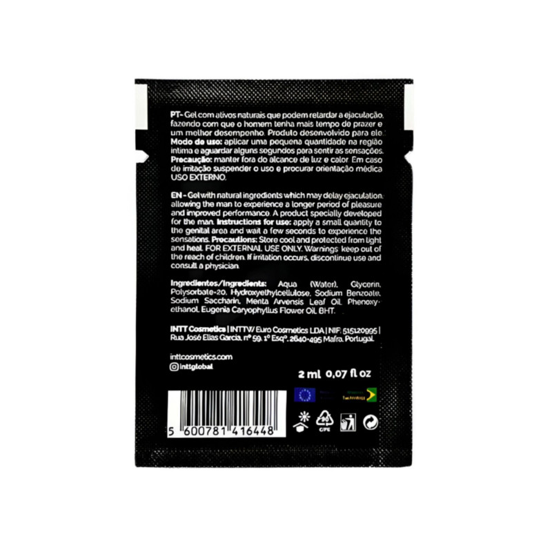 Упаковка пробника пролонгатора Intt Lasts (2 мл) з гвоздикою та м'ятою - картонна коробочка