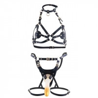 Сбруя со страпоном LOCKINK SEVANDA Queen Sheba Set with Golden Dildo